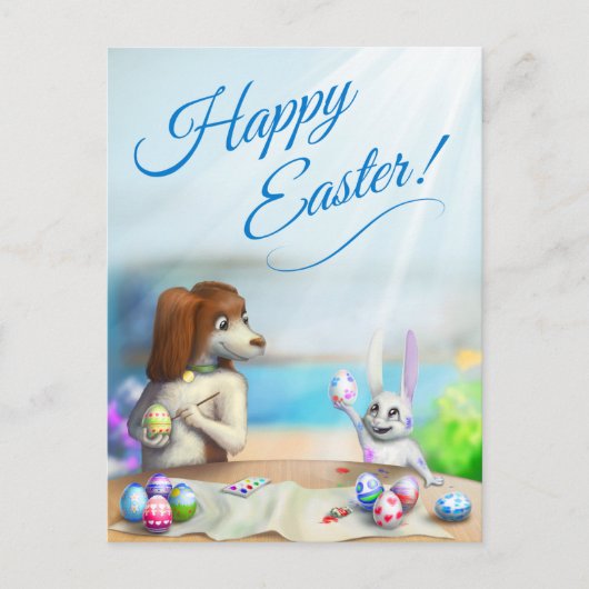 Easter Postcard with cute animals Briefkaart (Voorkant)