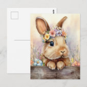 Easter Postcard with Easter Eggs and Bunny Briefkaart (Voorkant / Achterkant)