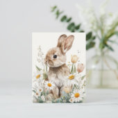 Easter Postcard with Flowers and Easter Bunny Briefkaart (Staand voorkant)