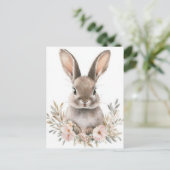 Easter Postcard with Flowers and Easter Bunny Briefkaart (Staand voorkant)
