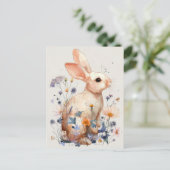 Easter Postcard with Flowers and Easter Bunny Briefkaart (Staand voorkant)
