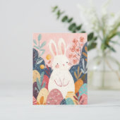 Easter Postcard with Flowers and Easter Bunny Briefkaart (Staand voorkant)