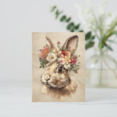 Easter Postcard with Flowers and Easter Bunny Briefkaart (Staand voorkant)