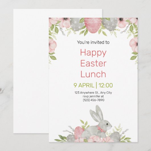 Easter Potluck Invitation Kaart (Voorkant / Achterkant)