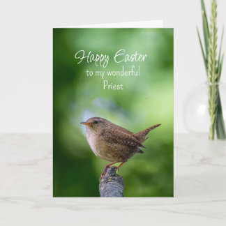 Easter Priest Wren Bird Wishes Feestdagen Kaart