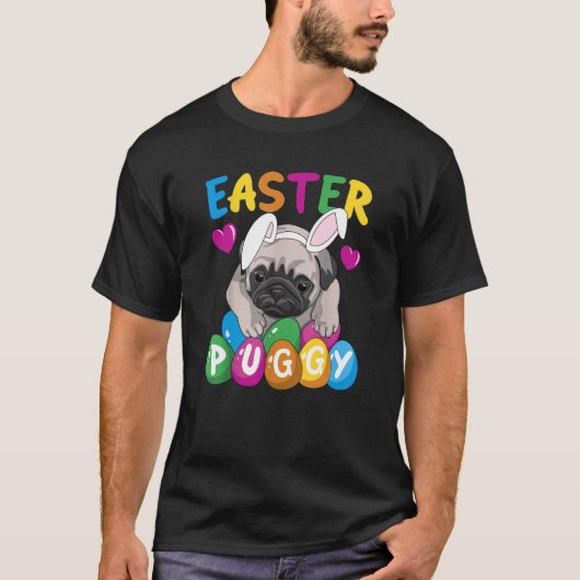 Easter Puggy Cute Dog French Pug Easter Day Egg Hu T-shirt (Voorkant)
