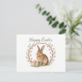 Easter Rabbit and Cherry Blossom Wreath Briefkaart (Staand voorkant)