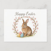 Easter Rabbit and Cherry Blossom Wreath Briefkaart (Voorkant)
