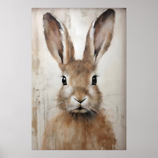 Easter Rabbit Bunny Portrait Print, Rustic Poster (Voorkant)
