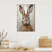 Easter Rabbit Bunny Portrait Print, Rustic Poster (Keuken)