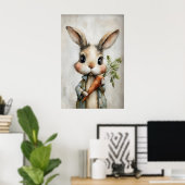 Easter Rabbit Carrot Print, Spring Bunny Poster (Thuiskantoor)