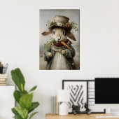 Easter Rabbit Carrot Print, Spring Bunny Poster (Thuiskantoor)