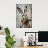 Easter Rabbit Carrot Print, Spring Bunny Poster (Thuiskantoor)
