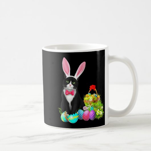 Easter Rabbit Cat Bunny Ears Eggs Happy Easter Day Koffiemok (Rechts)