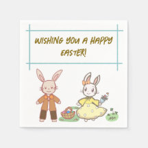 Easter rabbit in light colors.淡い色のイースターラビット紙ナプキン