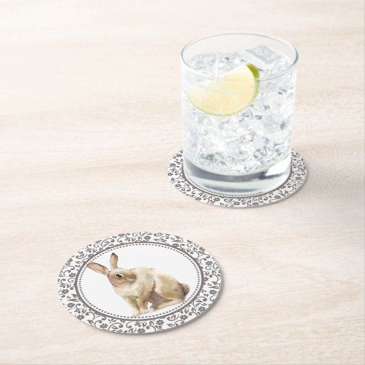 Easter Rabbit-ontwerp Ronde Kartonnen Onderzetter (Insitu)
