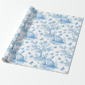 Easter-rabbit-toile-de-jouy pattern cadeaupapier (Uitgerold)