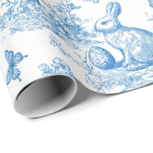 Easter-rabbit-toile-de-jouy pattern cadeaupapier (Rol Hoek)