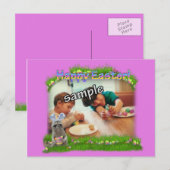 Easter Raccoon Bandit Photo Frame Feestdagenkaart (Voorkant / Achterkant)