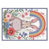 Easter Rainbow Meadow Spring Flowers Wild Rabbit Tafelkleed (Voorkant (Horizontaal))