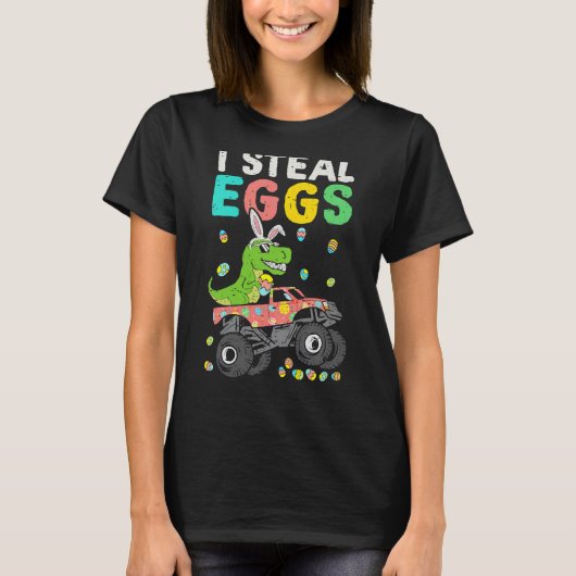 Easter Rex Dinosaur Monster Truck Eggasaurus Boys  T-shirt (Voorkant)