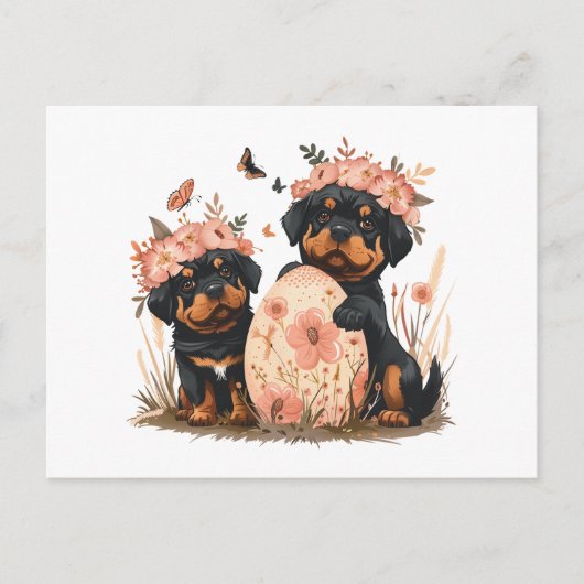 Easter Rottweiler Dogs Feestdagenkaart (Voorkant)