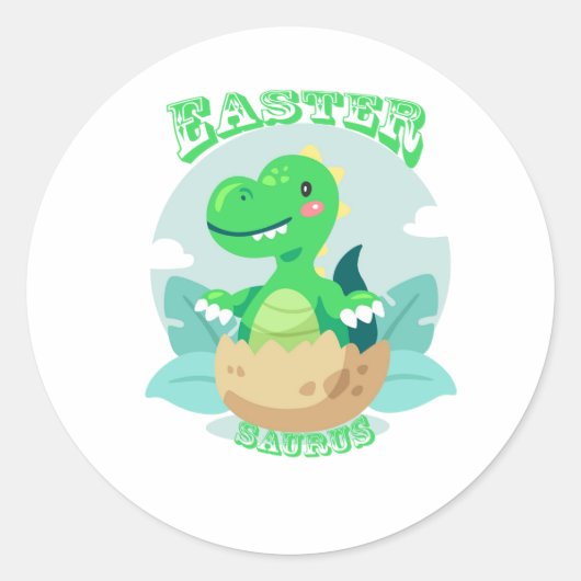 Easter Saurus Rex Dinosaur Easter Eggs Ronde Sticker (Voorkant)