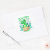 Easter Saurus Rex Dinosaur Easter Eggs Ronde Sticker (Envelop)