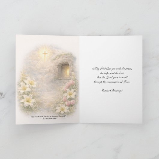 Easter Scripture Risen Christ Floral Feestdagen Kaart (Binnen)