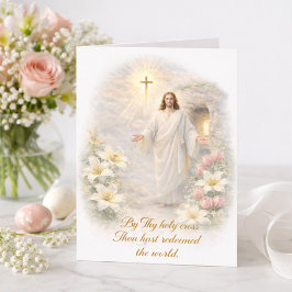 Easter Scripture Risen Christ Floral Feestdagen Kaart