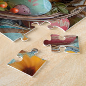 Easter Season Cute Cat Sleeping in Wicker Basket Legpuzzel (Zijkant)