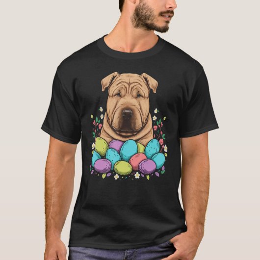 Easter Shar Pei Bunny Eggs Dog on Easter Shar Pei T-shirt (Voorkant)