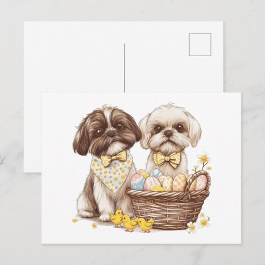 Easter Shih Tzu Dogs Feestdagenkaart (Voorkant / Achterkant)