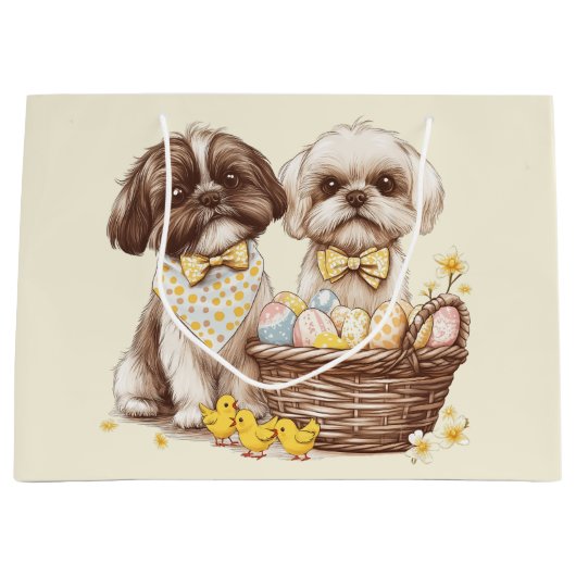 Easter Shih Tzu Dogs Groot Cadeauzakje (Voorkant)
