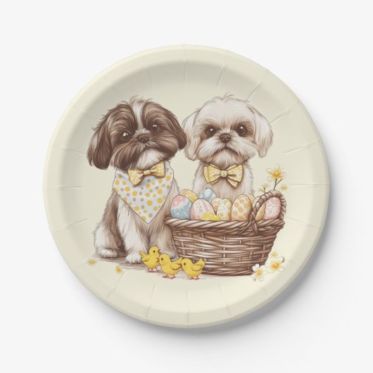 Easter Shih Tzu Dogs Papieren Bordje (Voorkant)