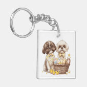 Easter Shih Tzu Dogs Sleutelhanger (Voorkant Links)