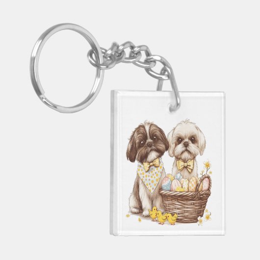 Easter Shih Tzu Dogs Sleutelhanger (Voorkant Links)