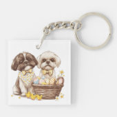 Easter Shih Tzu Dogs Sleutelhanger (Achterkant)