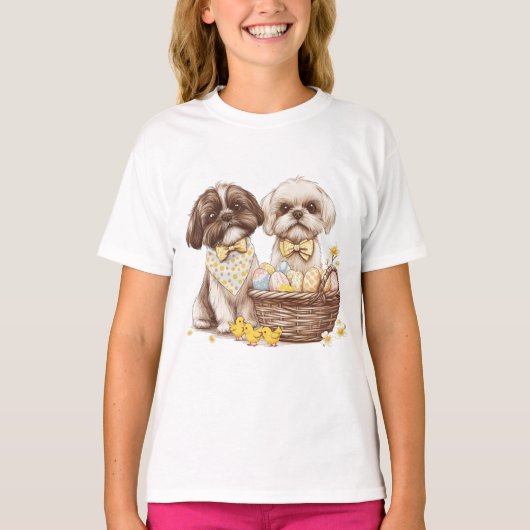 Easter Shih Tzu Dogs T-shirt (Voorkant)