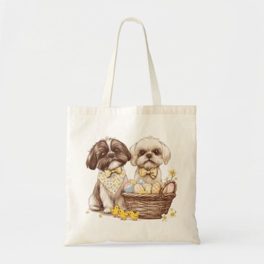 Easter Shih Tzu Dogs Tote Bag (Voorkant)