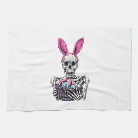 Easter Skull � Funny Bunny Skeleton Theedoek (Horizontaal)