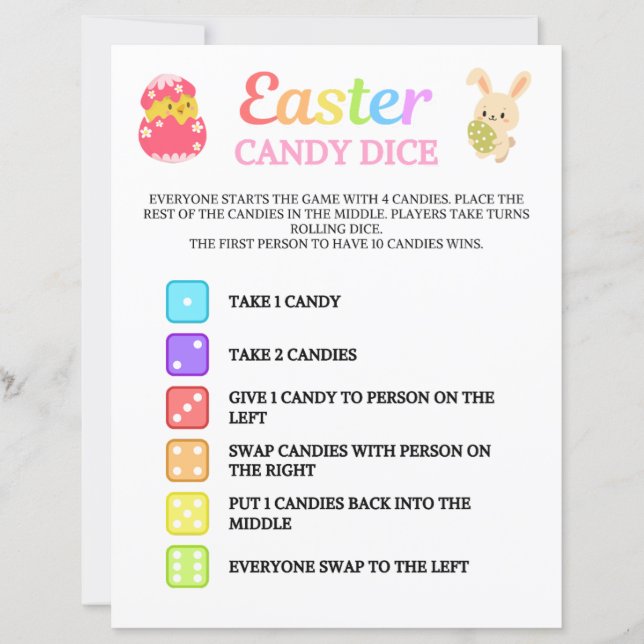 Easter Snoep Dice Game (Voorkant)