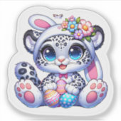 Easter Snow Leopard Big Cat Stickers (Voorkant)