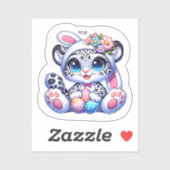 Easter Snow Leopard Big Cat Stickers (Vel)
