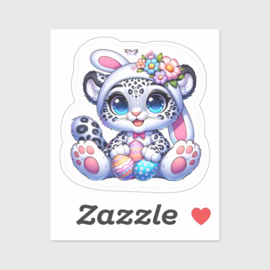 Easter Snow Leopard Big Cat Stickers (Vel)