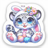 Easter Snow Leopard Big Cat Stickers (Voorkant)