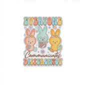 Easter Speech Therapy SLP Everyone Communicates Di Sticker (Voorkant)