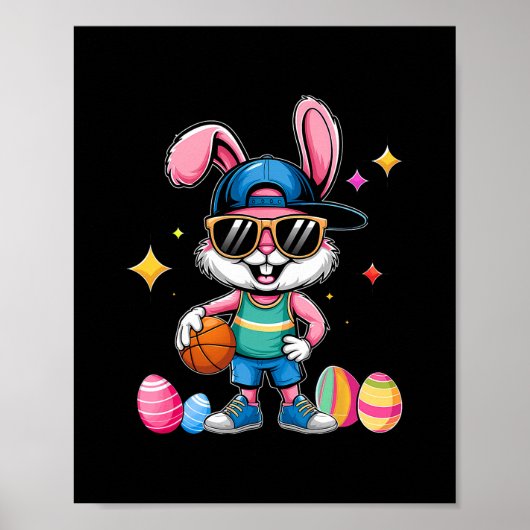Easter Sport Happy Easter Bunny Playing Sketll Kid Poster (Voorkant)