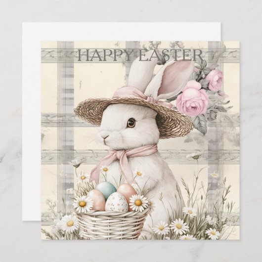 Easter Spring Bunny Feestdagenkaart (Voorkant / Achterkant)