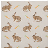 Easter Spring Hare Bunnies And Carrots On Beige Stof (Swatch)